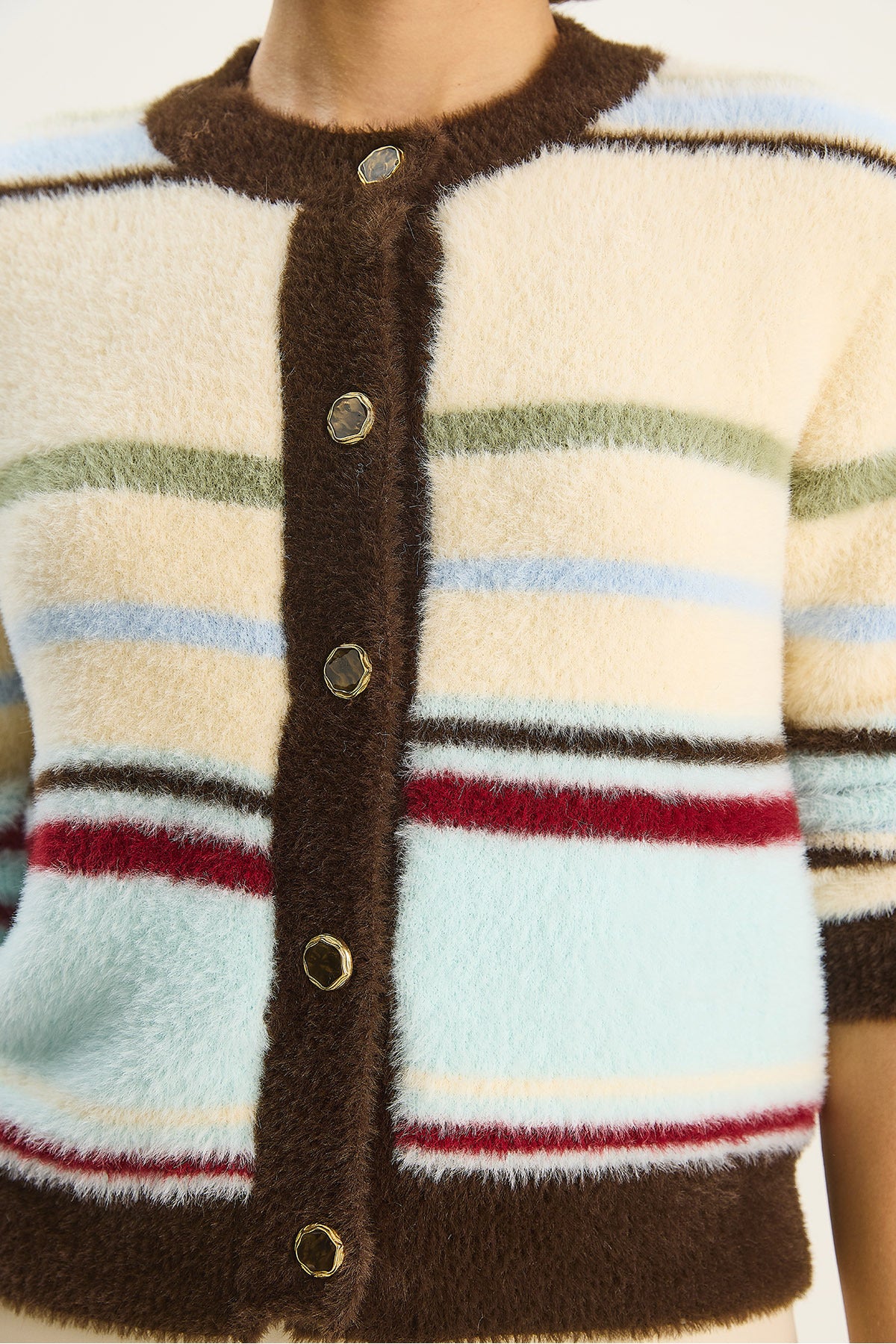 Women's Very Soft Textured Striped Knitwear Cardigan 2499 60283677