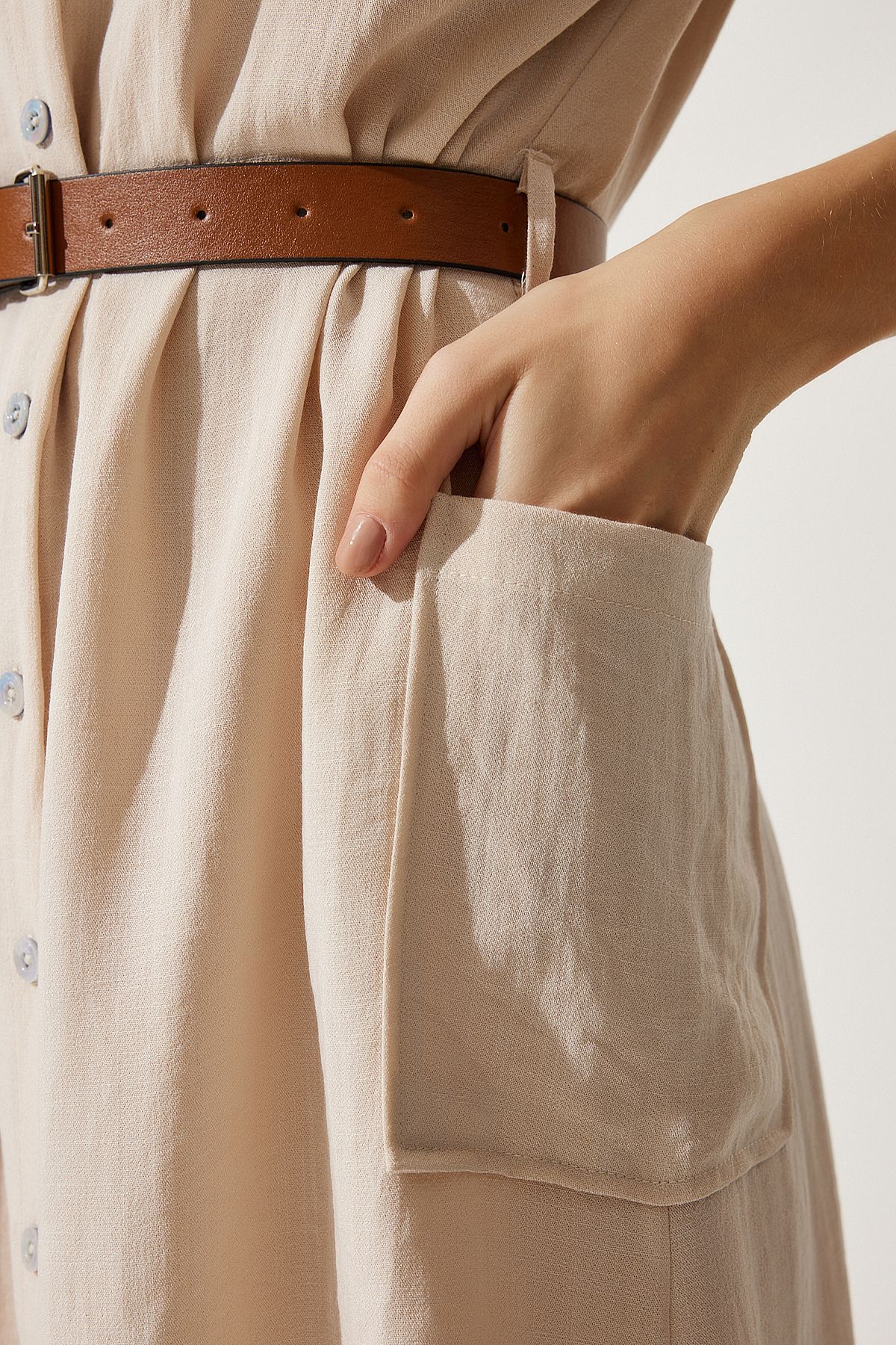 Women's Cream Arched Woven Dress MX00155