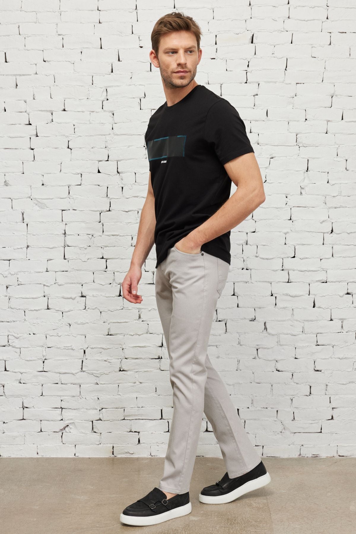 Men's Stone Slim Fit Night Cut 5 Pocket Amelor Flexible Pants