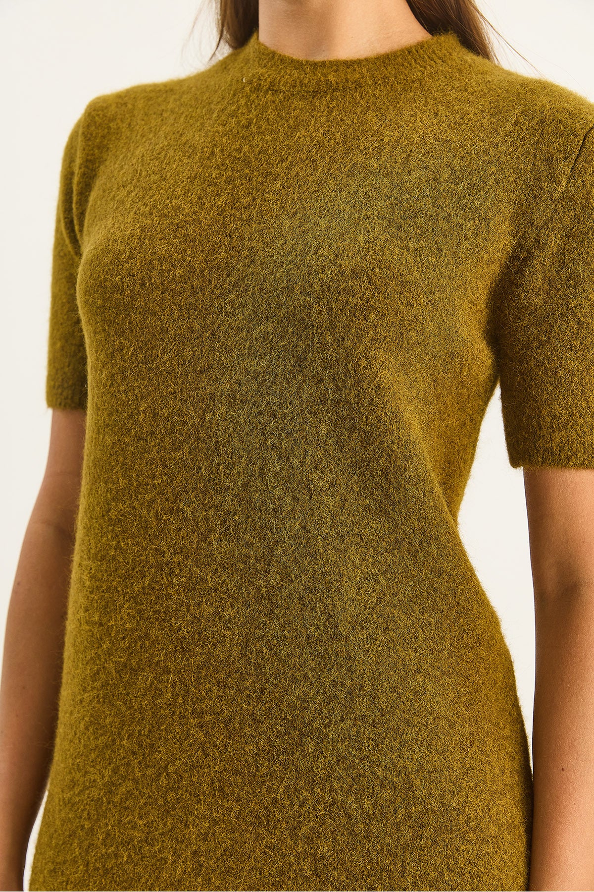 Women's Crew Neck Short Sleeve Soft Textured Knitwear Dress 2515 60283682