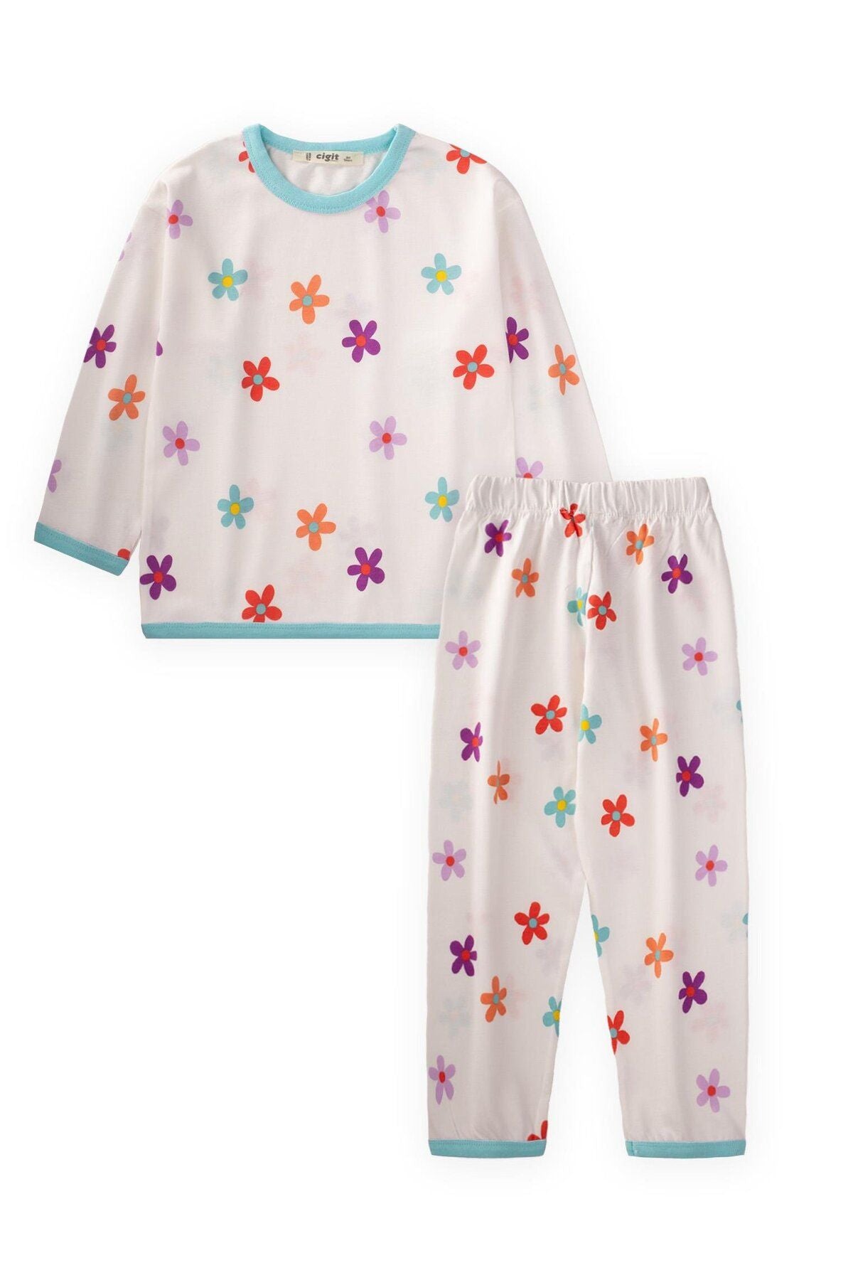 PATTERNED BİYE DETAIL DETAILED Pajama Set3-8 YEARS BLUE BIEL