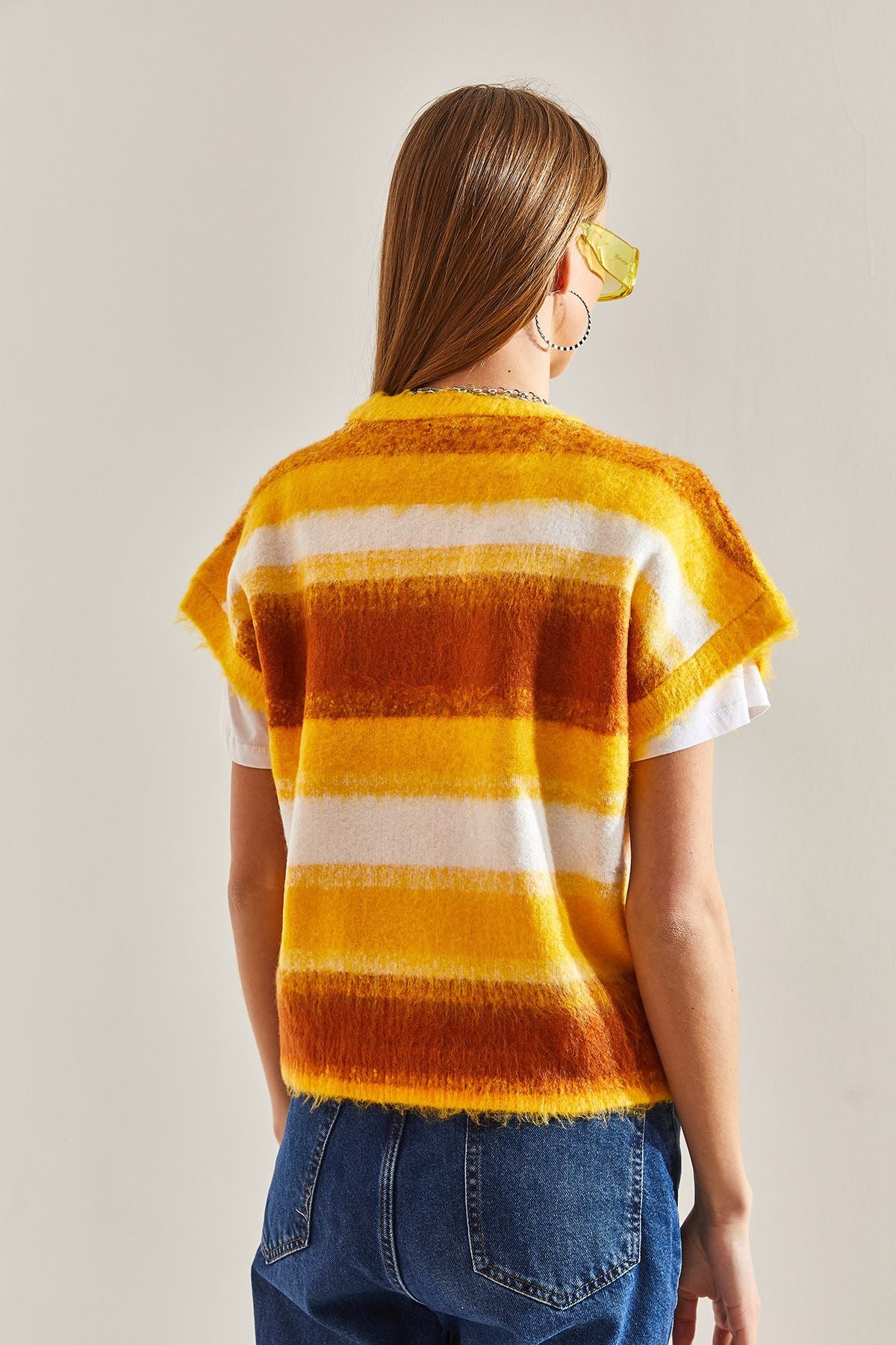 Female Bike Bike collar striped sweater