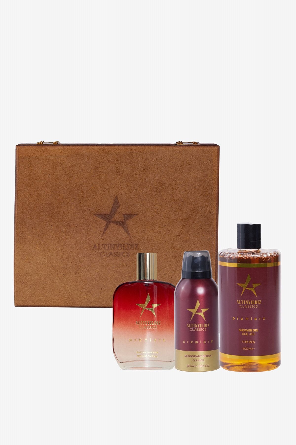 Men's Premiere EDP Perfume-Deodorant-Forest Gel Wooden Boxed Set (100 ml150 ml 400 ml) groom bundle
