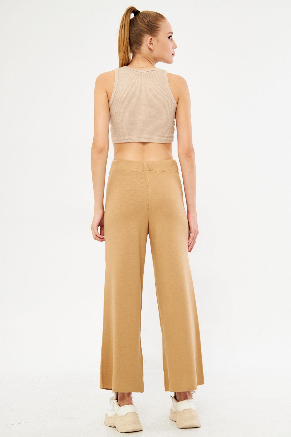 Female mink waist triko palazzo pants arm-25k069003