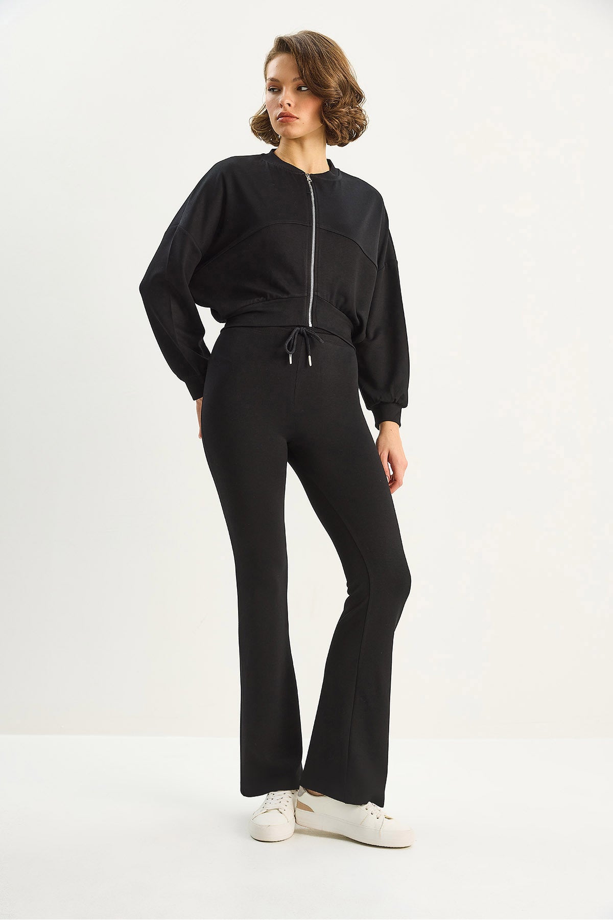 Women's Bat Sleeve Crop Cardigan Spanish Trousers Modal Bottom-Top Set 4059 60283731