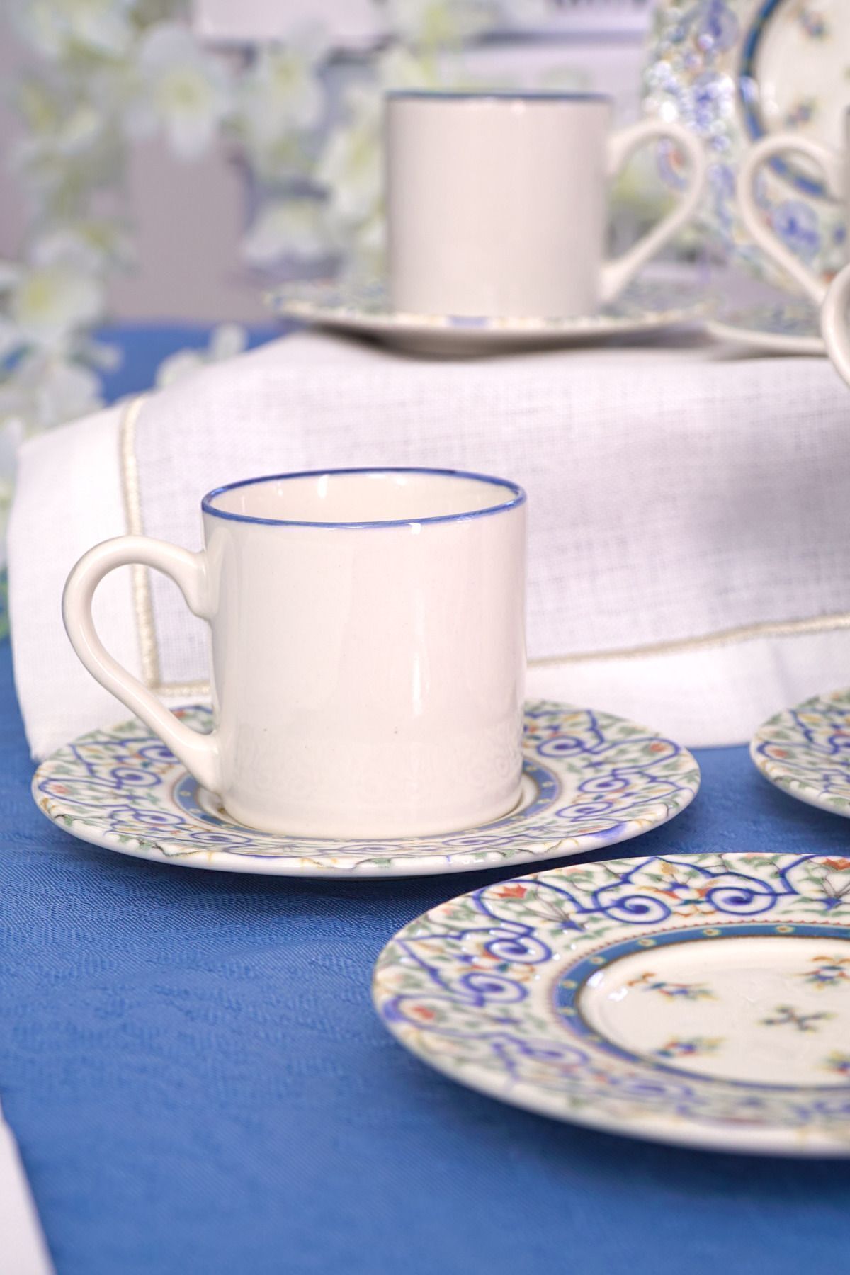 12 Piece with Palace Porcelain Coffee Cup Set for 6 people