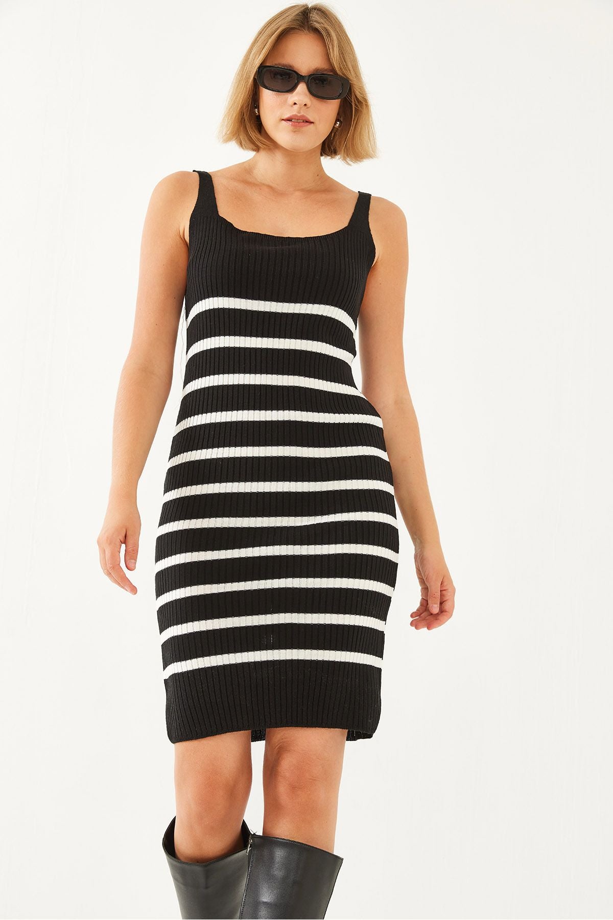 Women's striped strap dress and jacket binary team 60351069