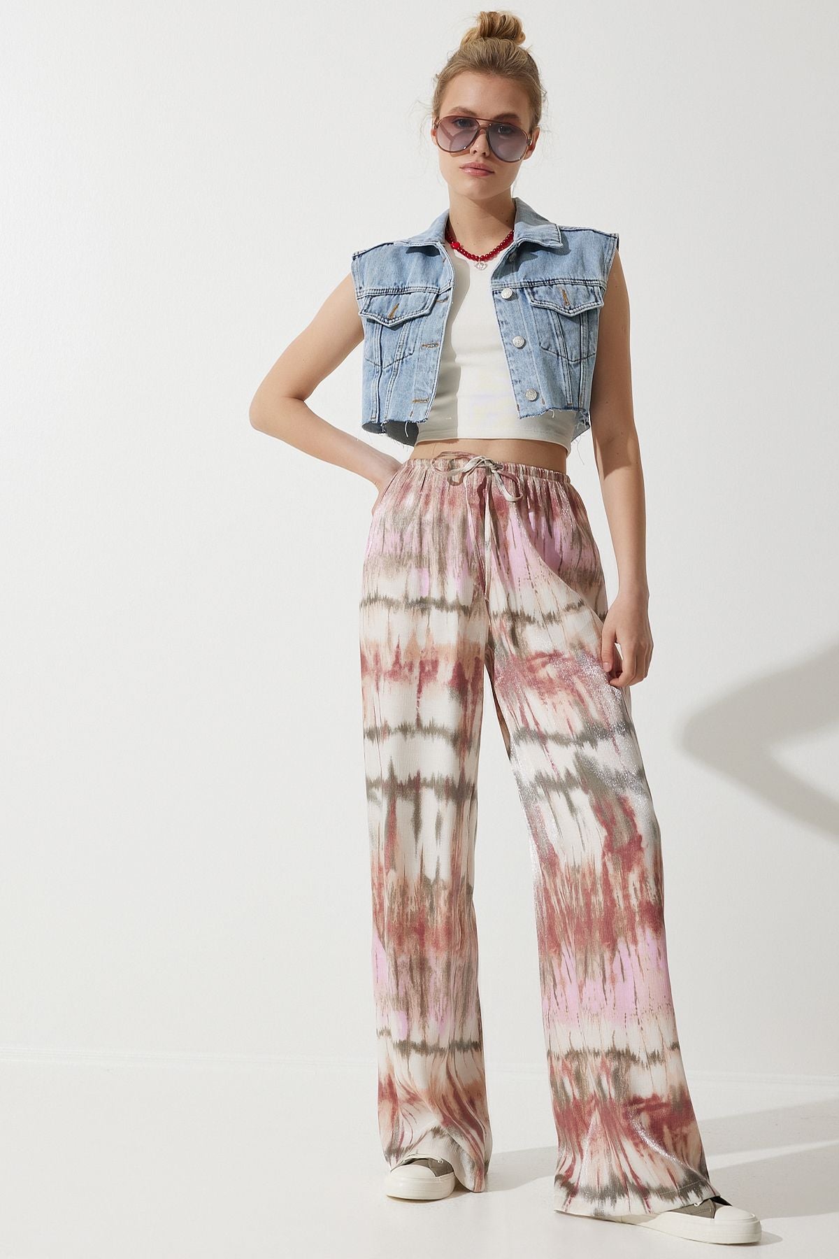 Woman pink silky premium palazzo pants ul00020