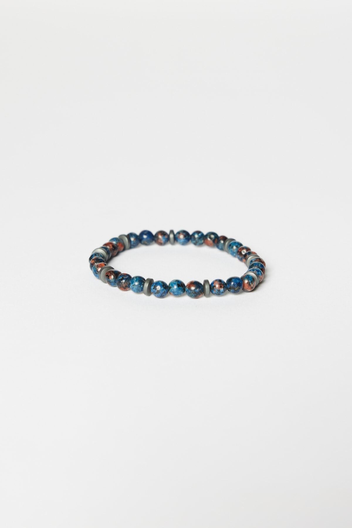 Men's navy blue natural stone bead bracelet