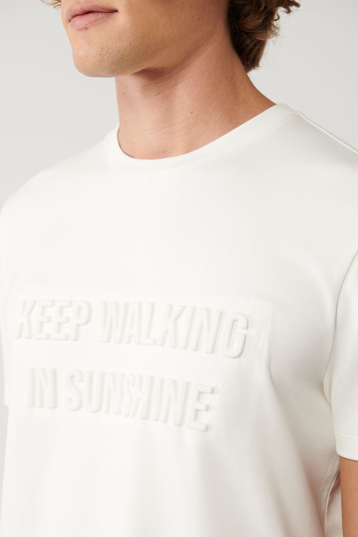 Men's White Bicycle Collar Printed Interlok T-Shirt A41y1006