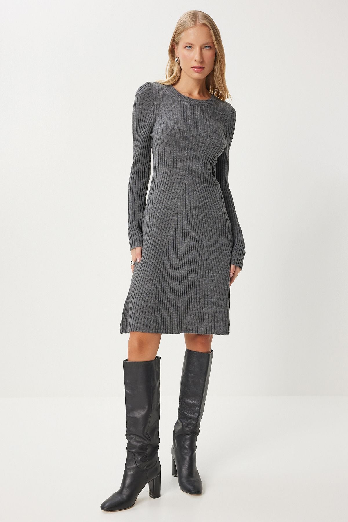 Female Gray Bicycle Collar Celiko Dress MX00172