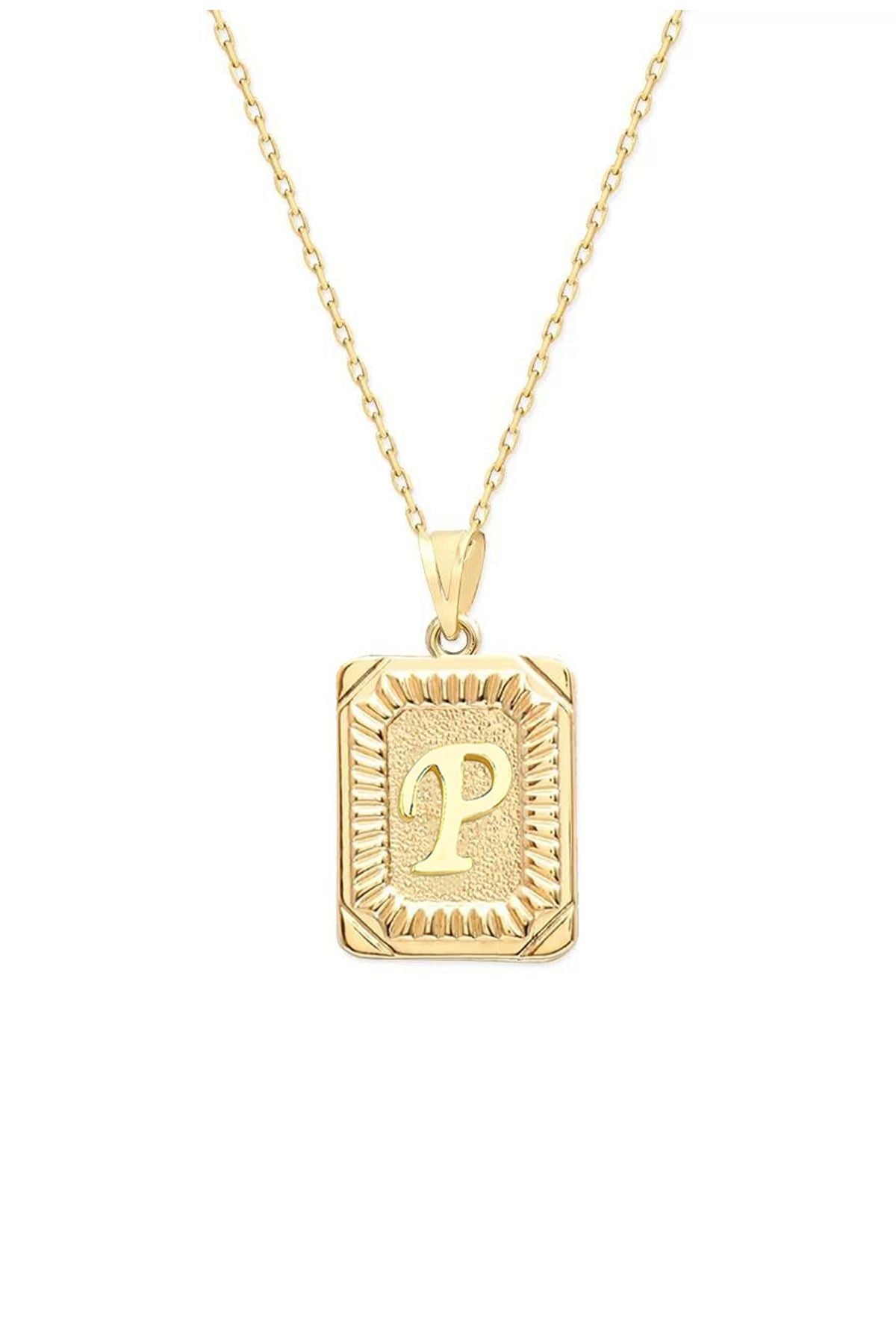 P Letter V Vintage Cut 14 k Gold Plated Women Necklace