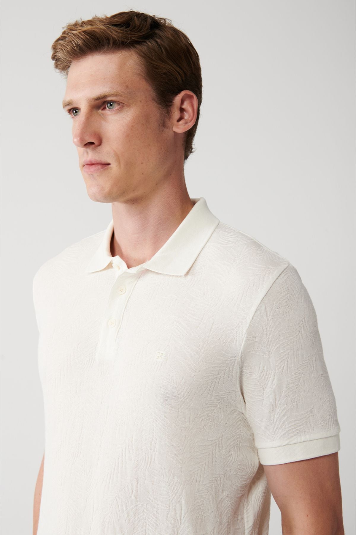 Men's white 100 %cotton 3 button polo collar t-shirt A31y1194