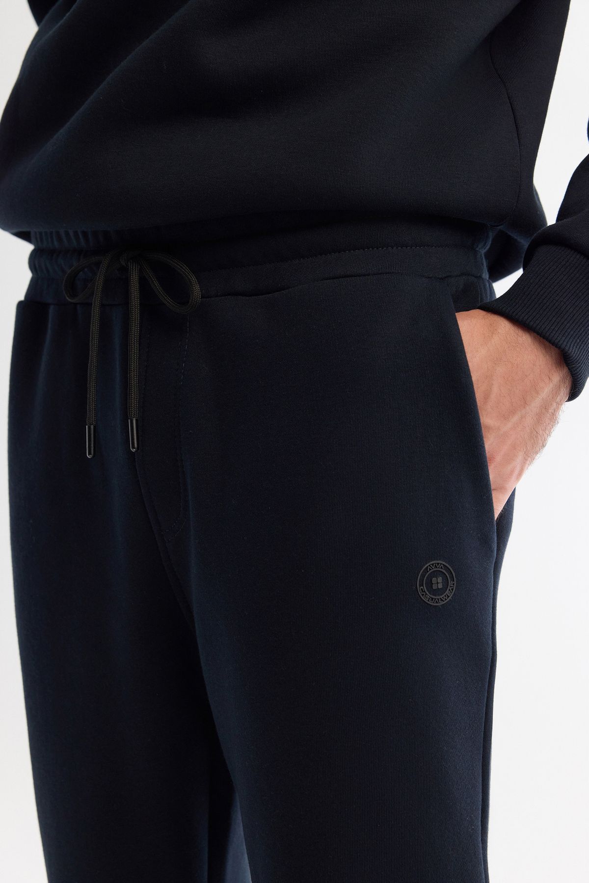 Men's navy blue rayon knitted fabric tracksuits six B003403