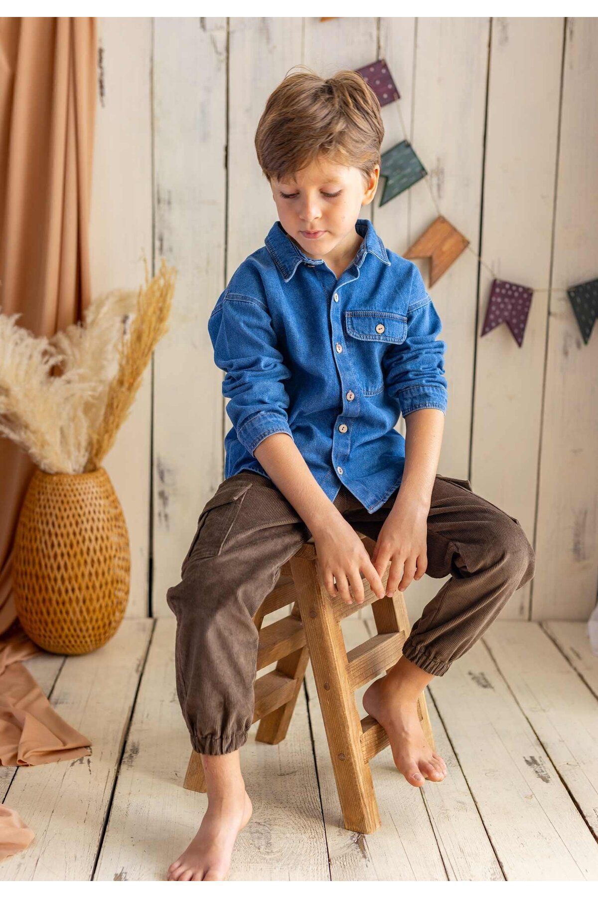 Single Pocket Jeans Shirt 2-7 Years Blue