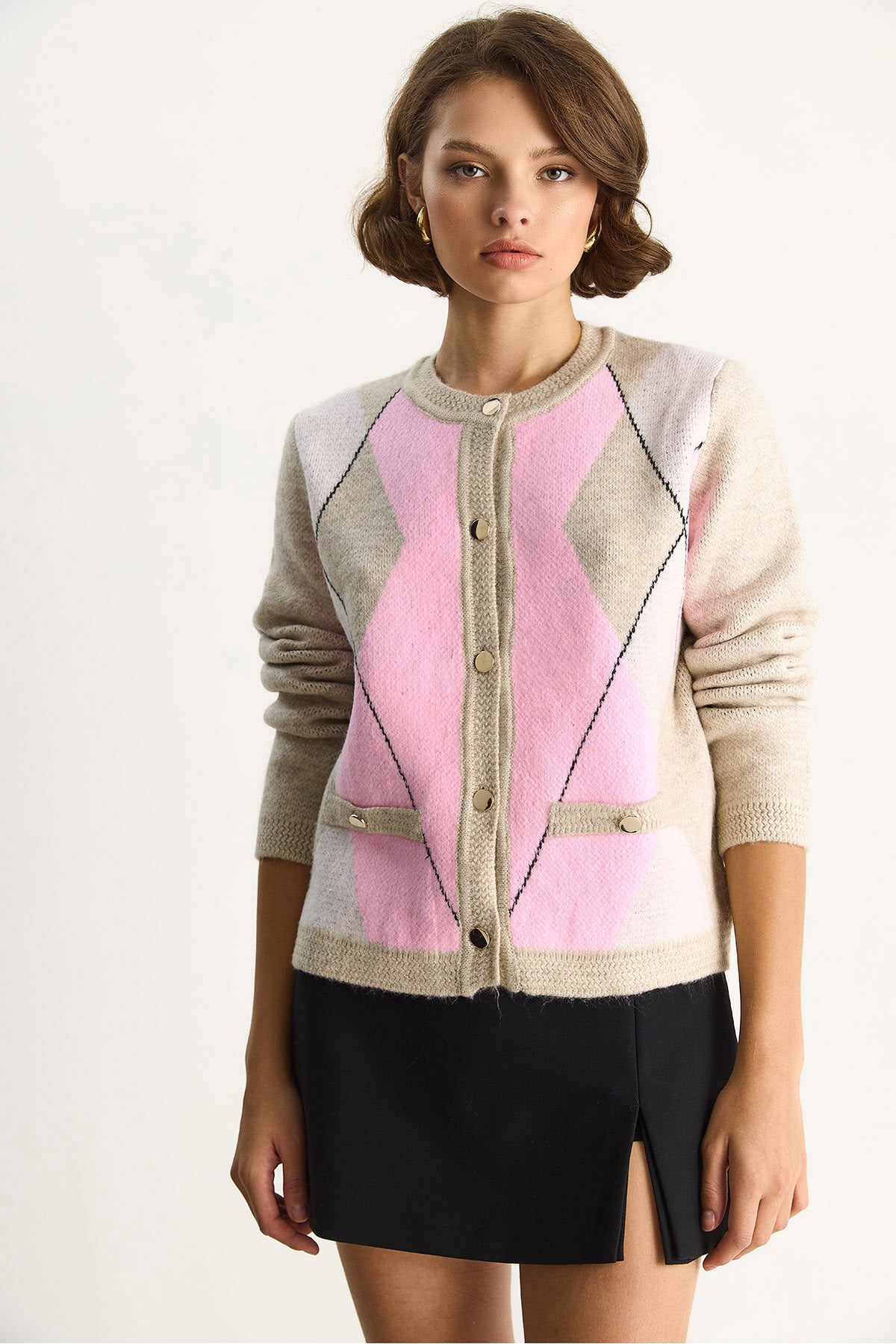 Women's Diamond Patterned Soft Cardigan TH251014 60284095