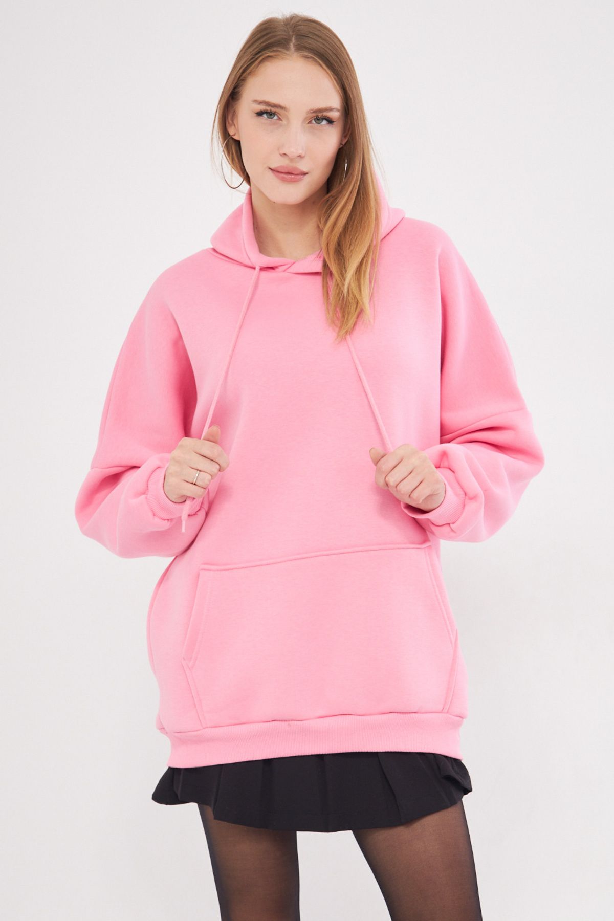 Woman Pink Hooded in Sweatshirt Arm-25k001045