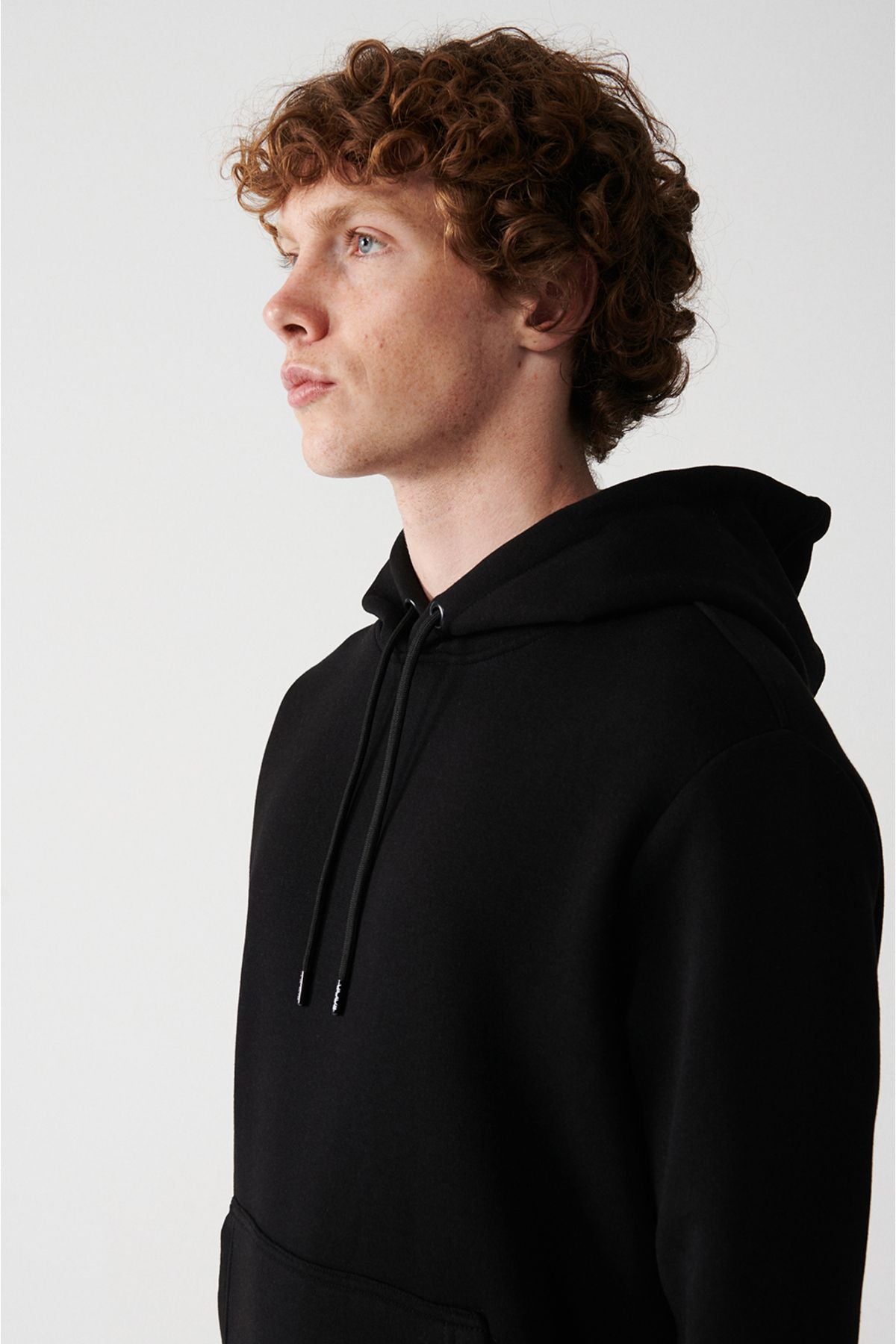 Men's black hooded 3 -IP cotton swine sweatshirt E001018