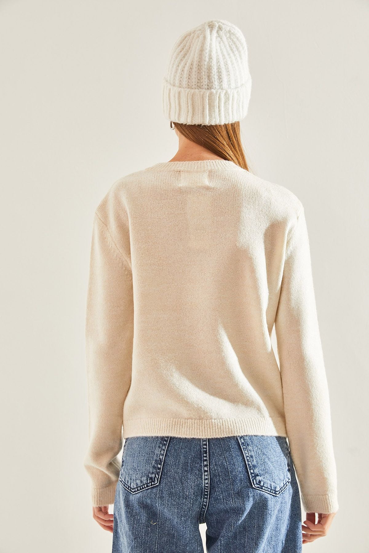 Female Bike Neck Patterned Knitwear Sweater 60101049