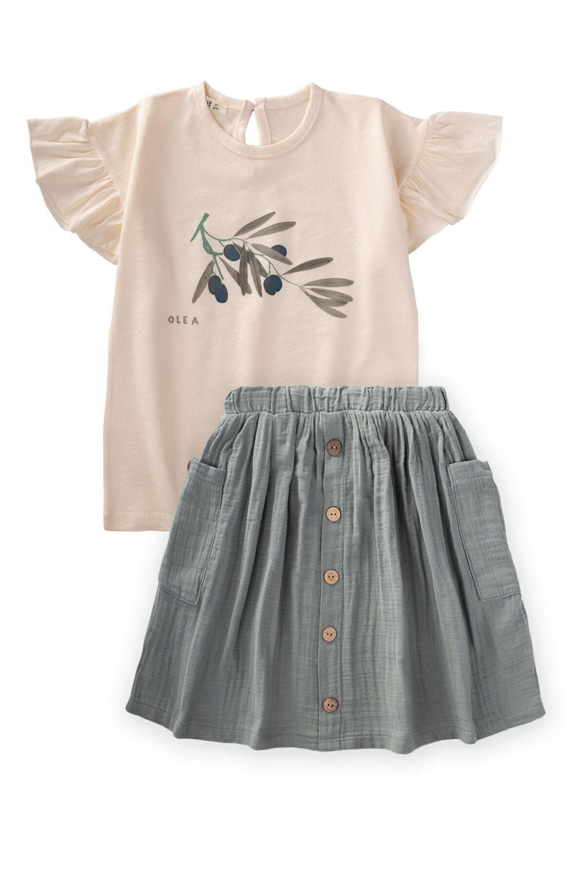 Olive Printing Organic skirt team 3-10 years ecru