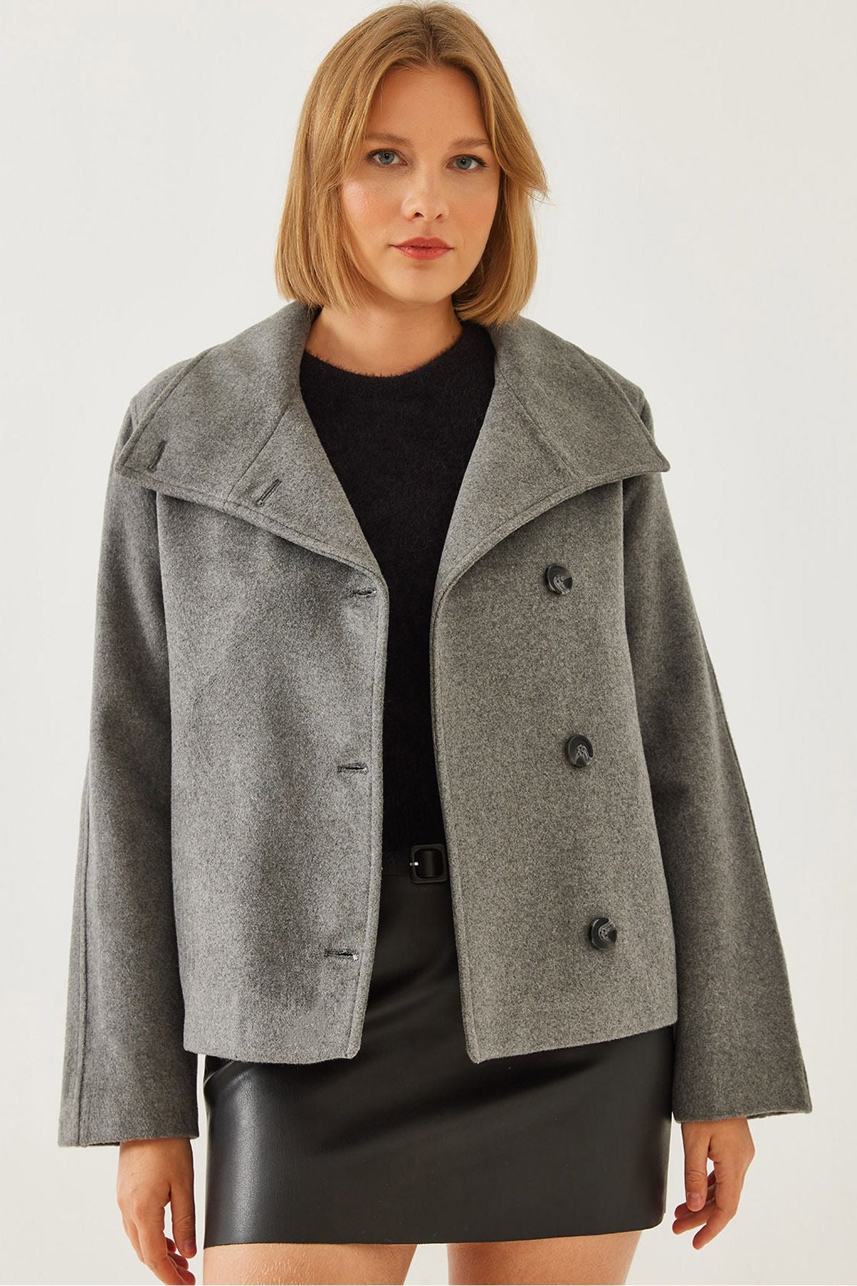 Female Cruve Yaka buttoned stamp jacket 1106 60251924