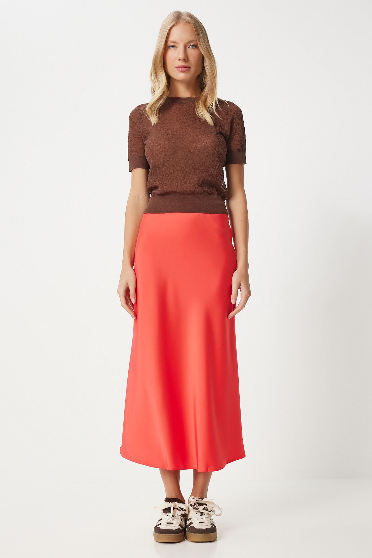 Female pomegranate flower Satin surface skirt FN03361