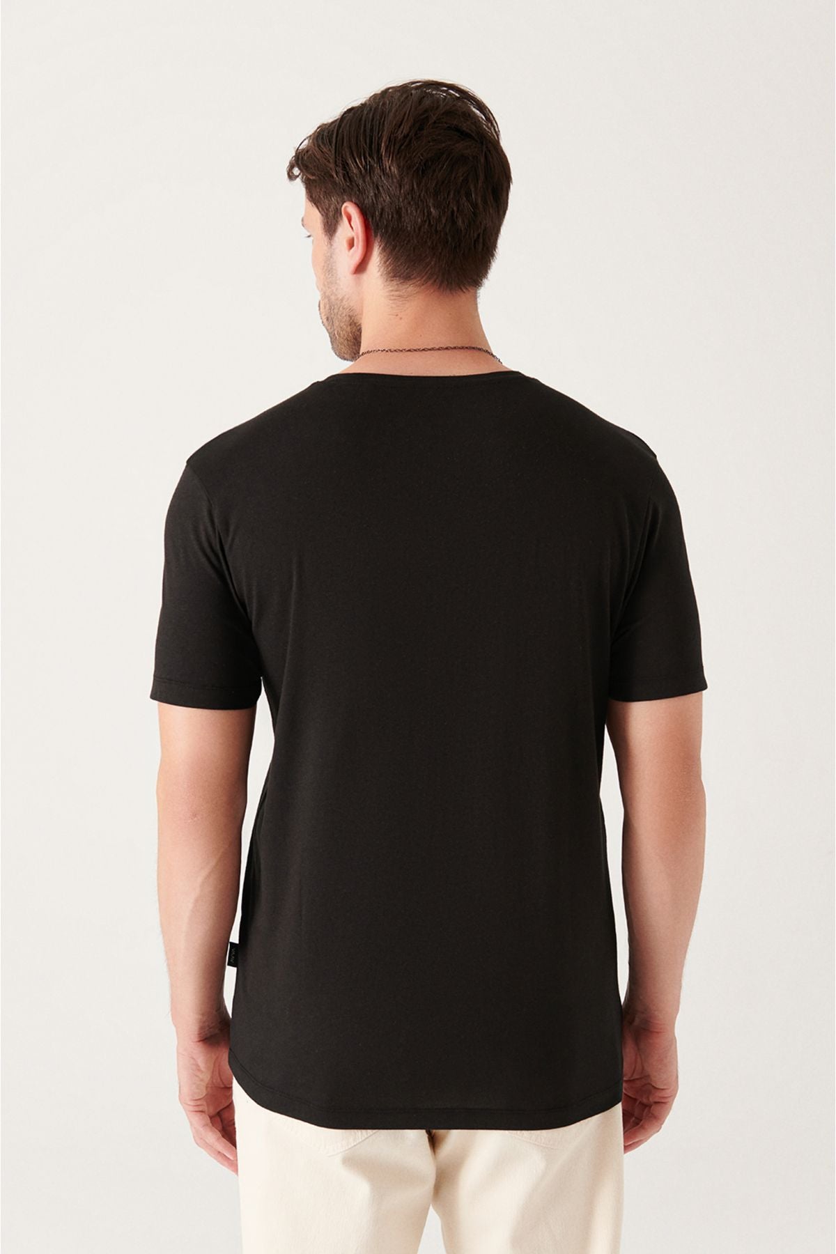 Men's Black Ultrasoft Bicycle Collar Flat Modal T-Shirt B001171