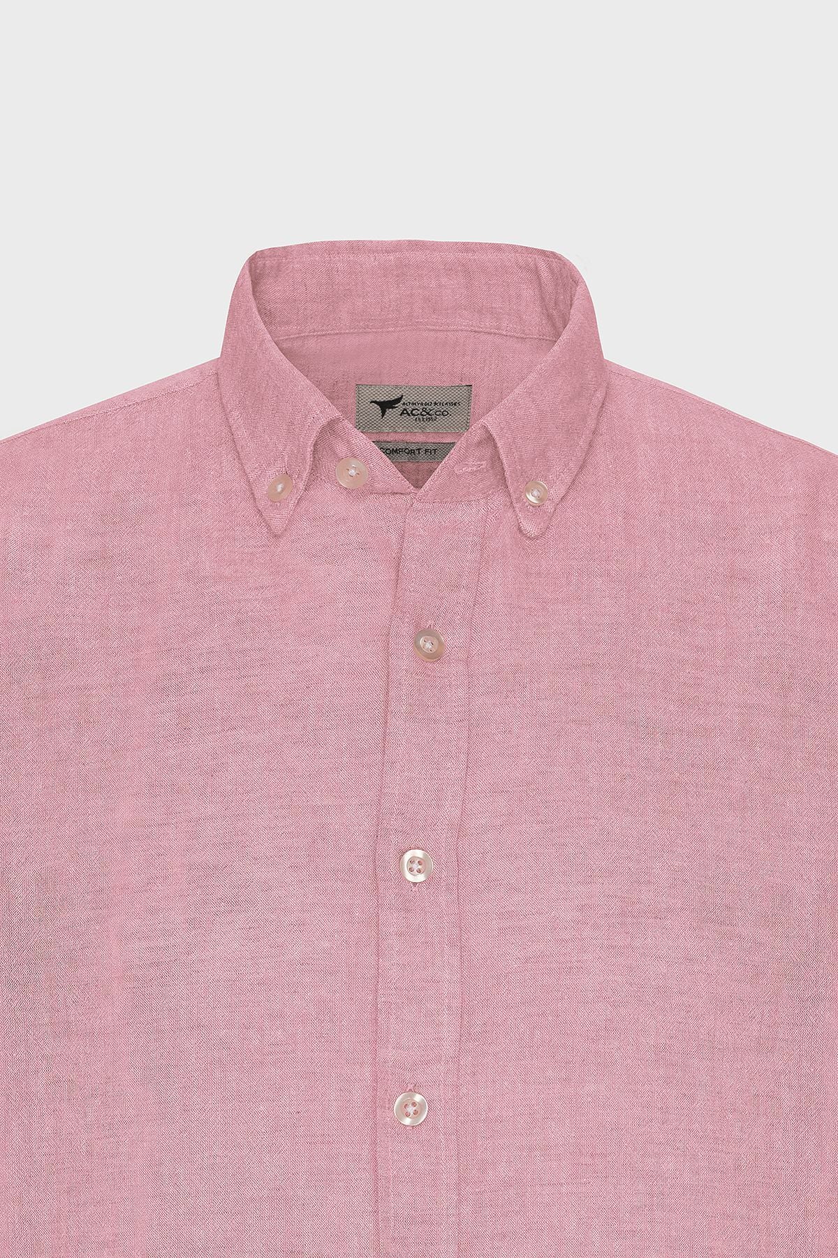 Men's Fuchsia Kenen Comfort Fit Casual Cutting Button Casual Shirt