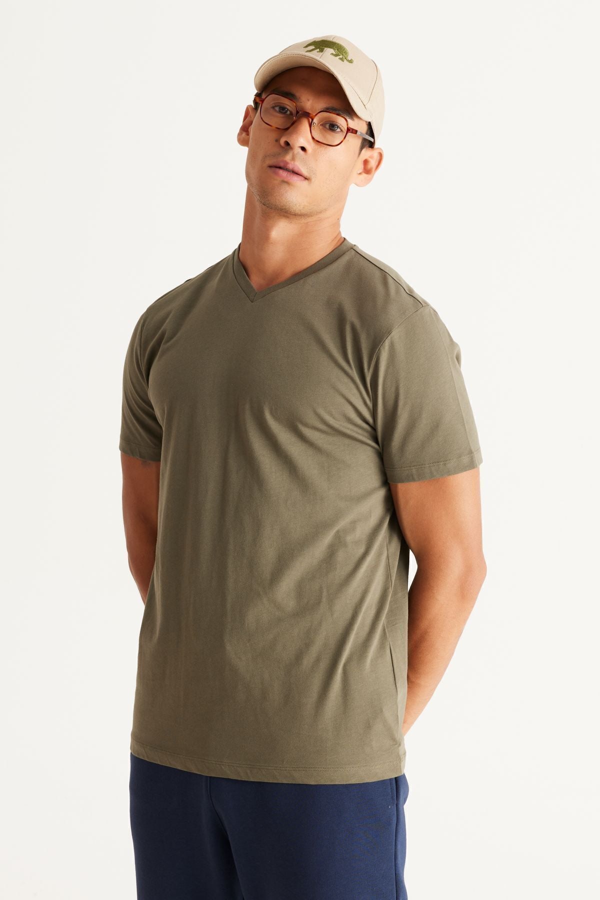 Men's Right-Right 2 Package Slim Fit Narrow Cut Cotton Basic T-shirt