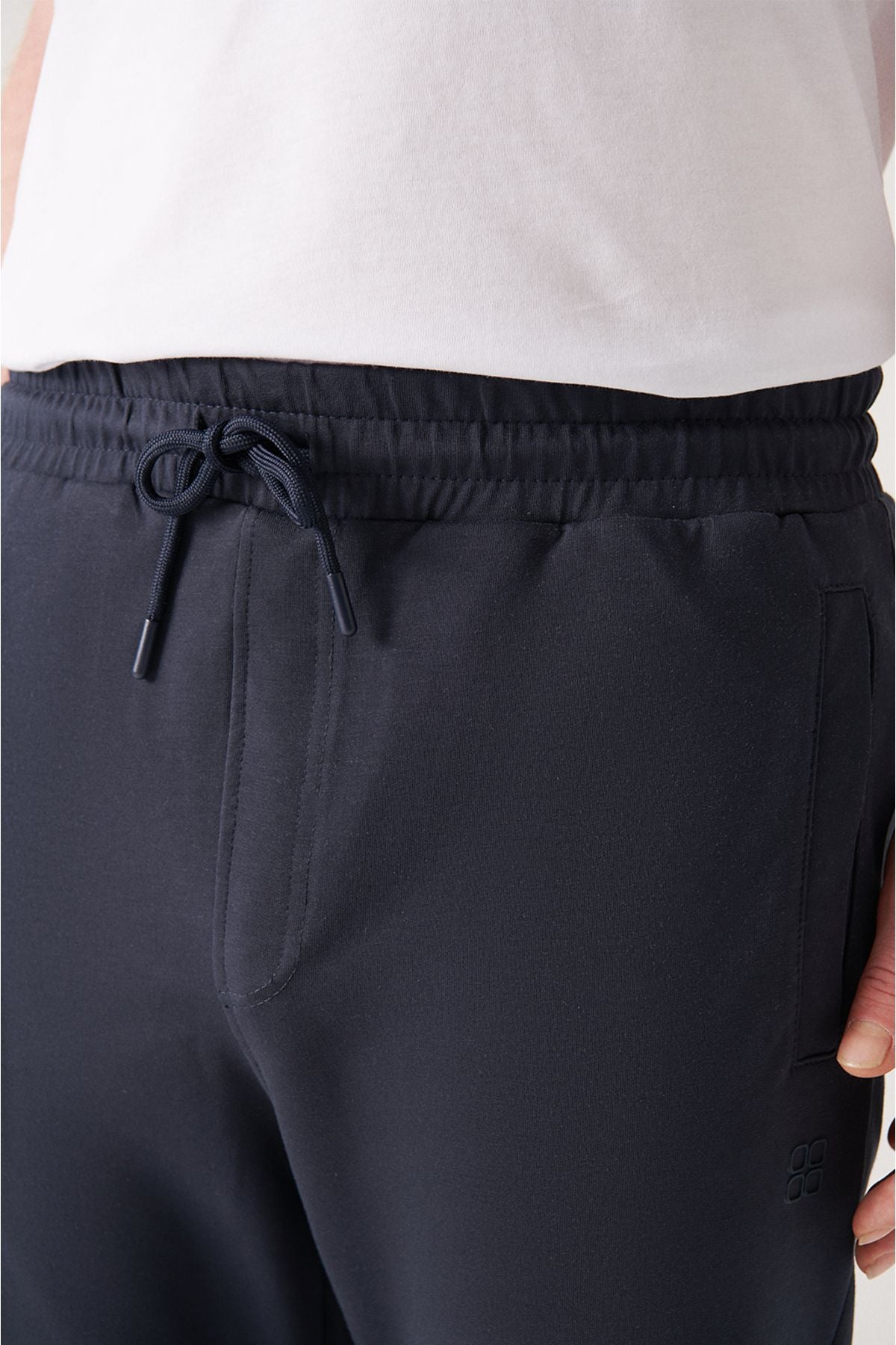 Men's Navy Blue Waist Lacıklı Side Pocket Tape 2 IP Cotton Tracksuit Six E003403