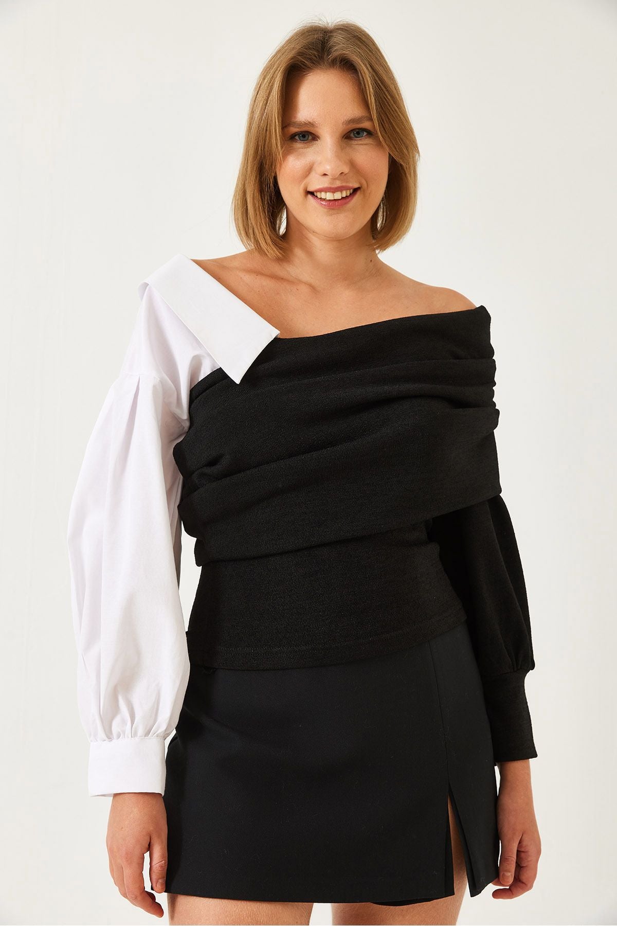 Women's Shirt Sleeve Design Knitwear Sweater 60261098