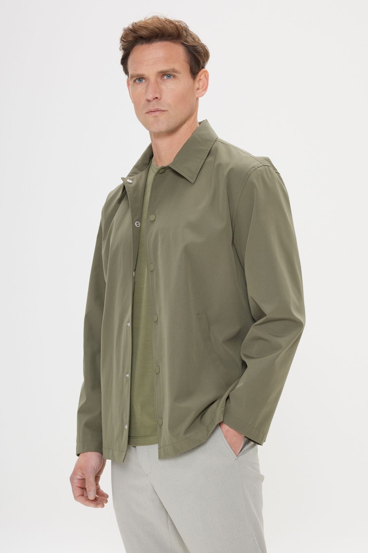 Men's Khaki Standard Fit Normal Cutting Shirt Caple Capital Coat