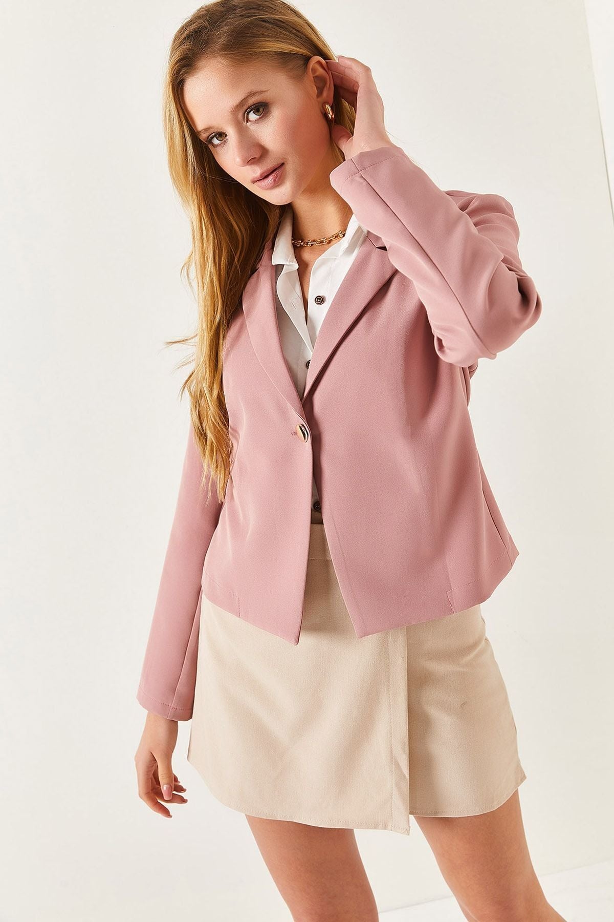 WOMEN'S ROSE DRY SINGLE button Crop jacket ARM-22Y001237