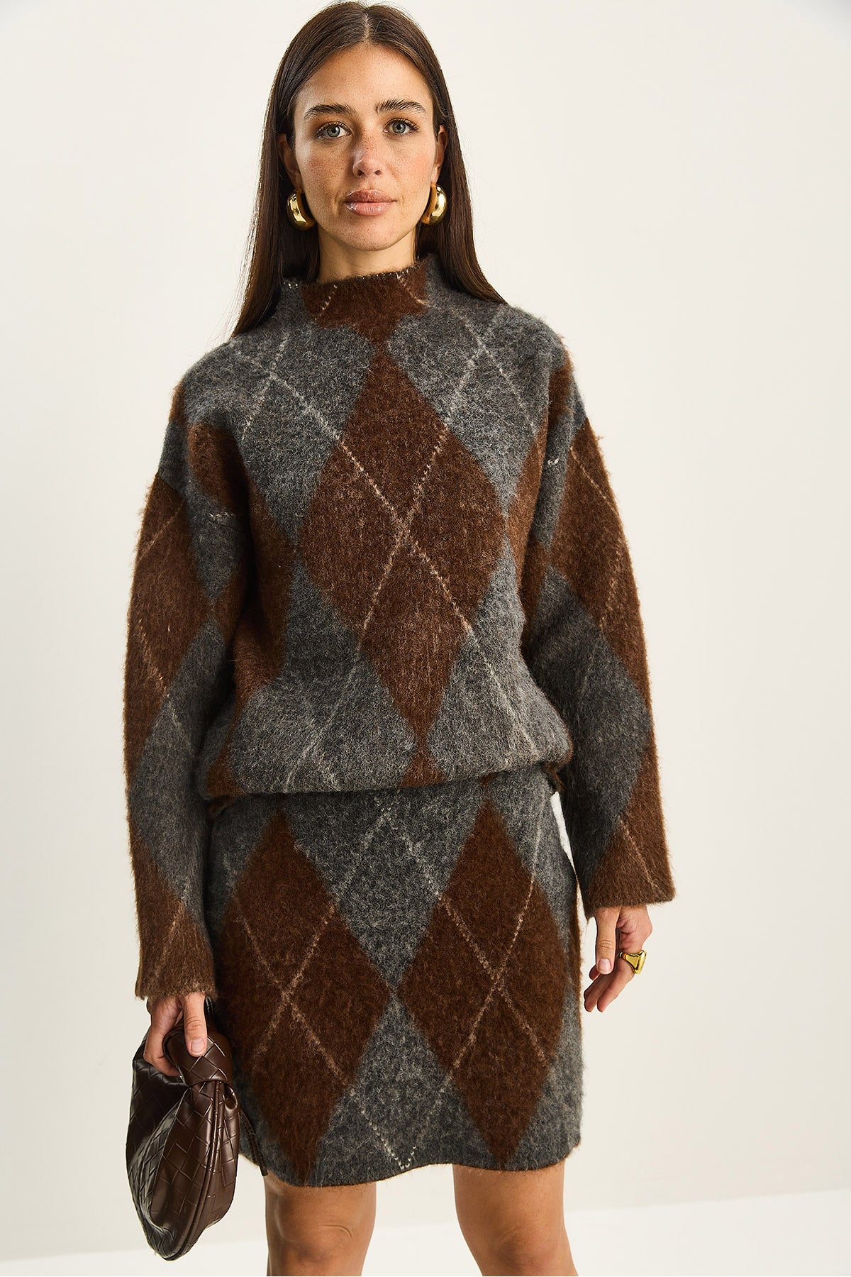 Women's Checkered Patterned Top-Bottom Set 20251083