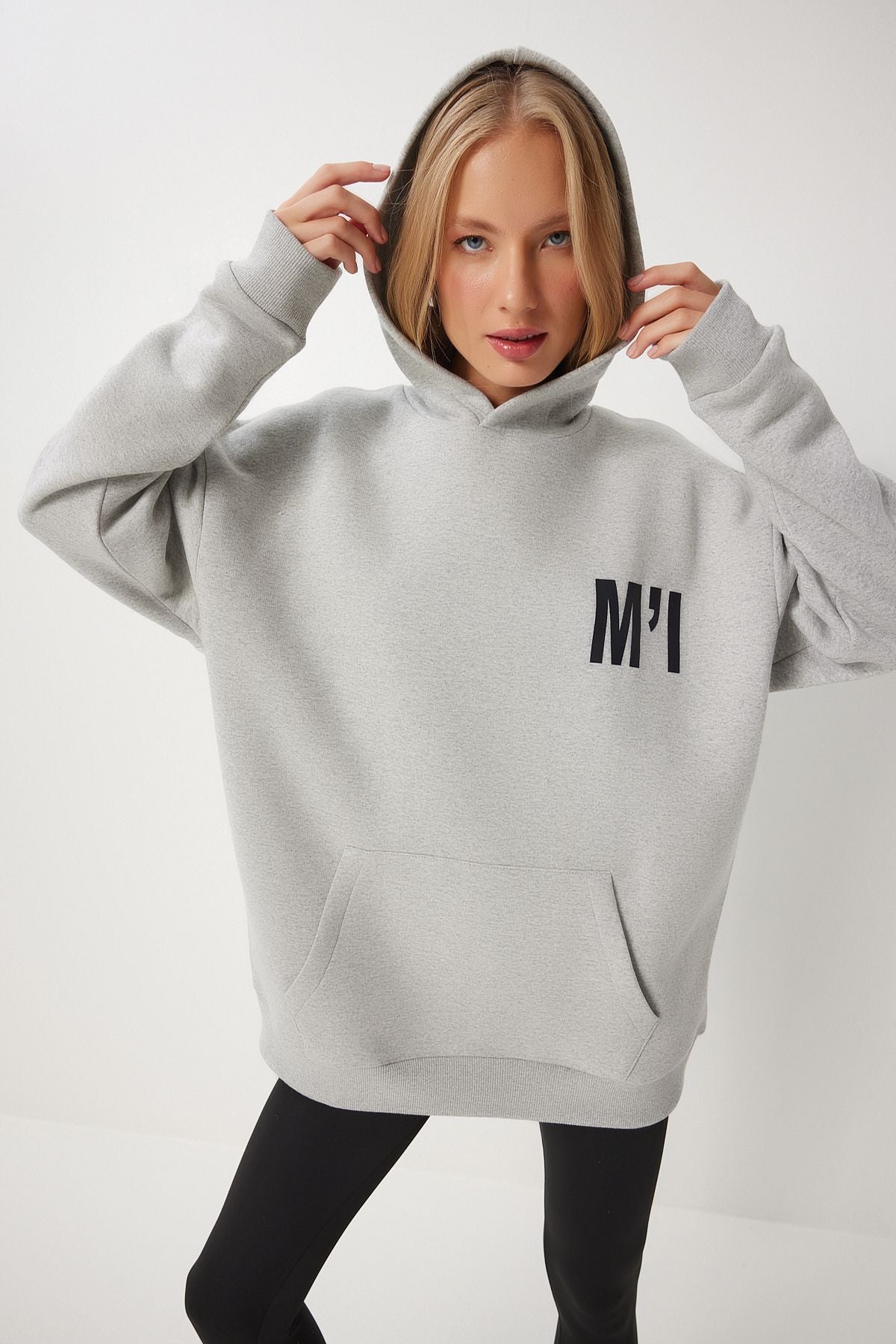 Woman Gray Hooded Sweatshirt Ow00047