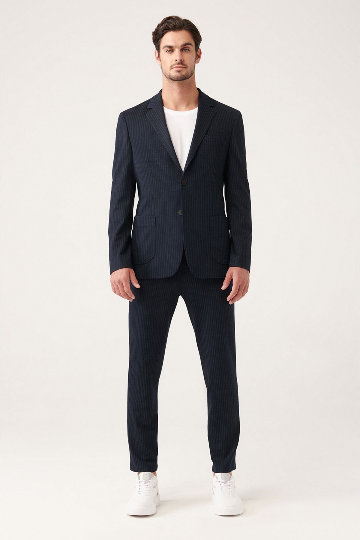 Men's black lining flexible fabric double slit jacket A31y4003