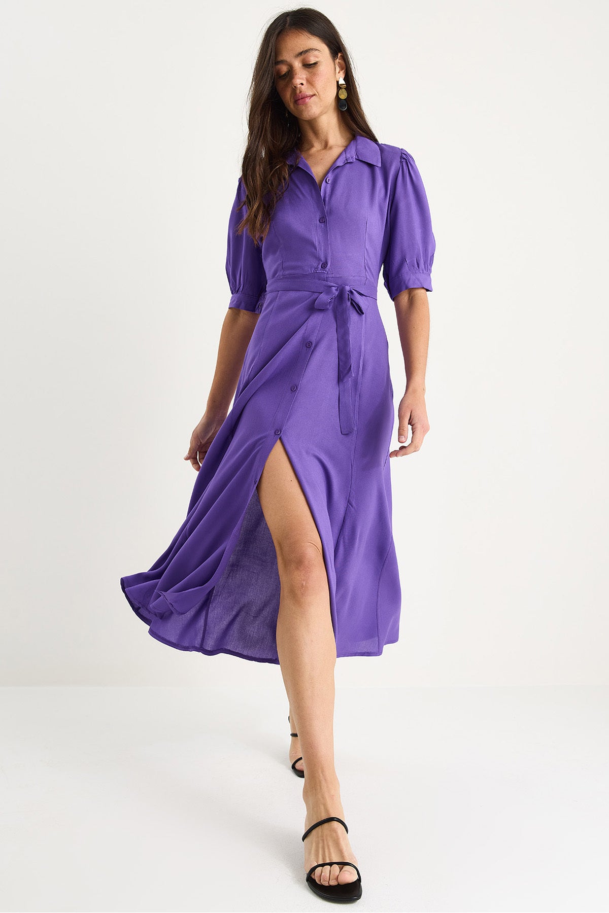 Women's Belted Summer Shirt Dress 8437 60283366