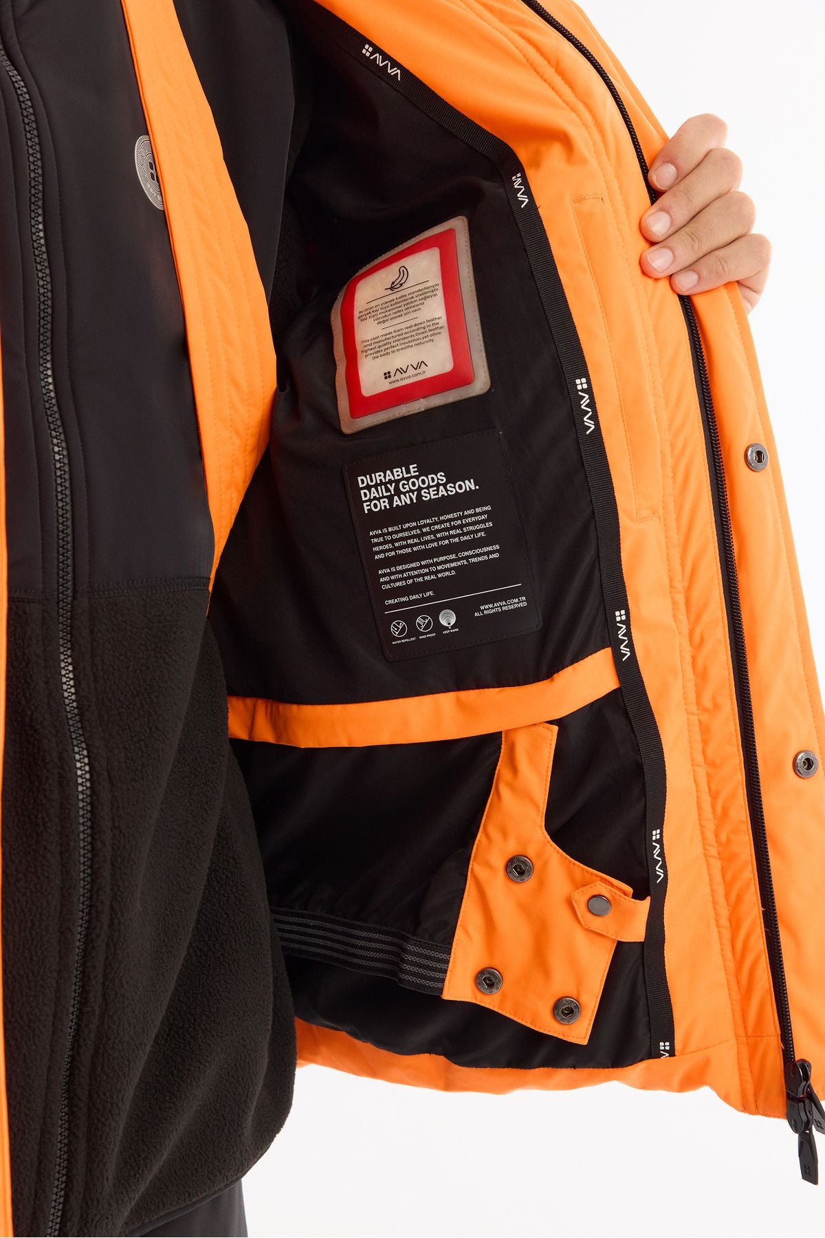 Men's Neon Orange Water Driving Windproof -20 degrees resistant goose feather ski coat A42y6123