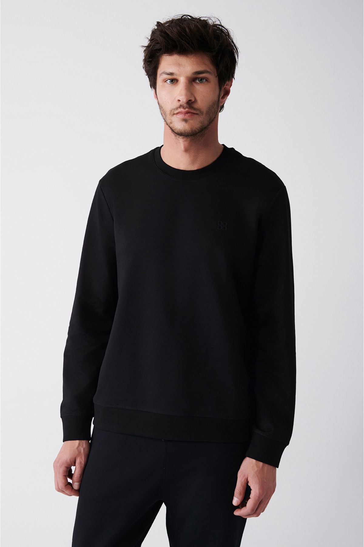 Men's black bike collar cotton cotton 2 -hot -free sweatshirt E001200