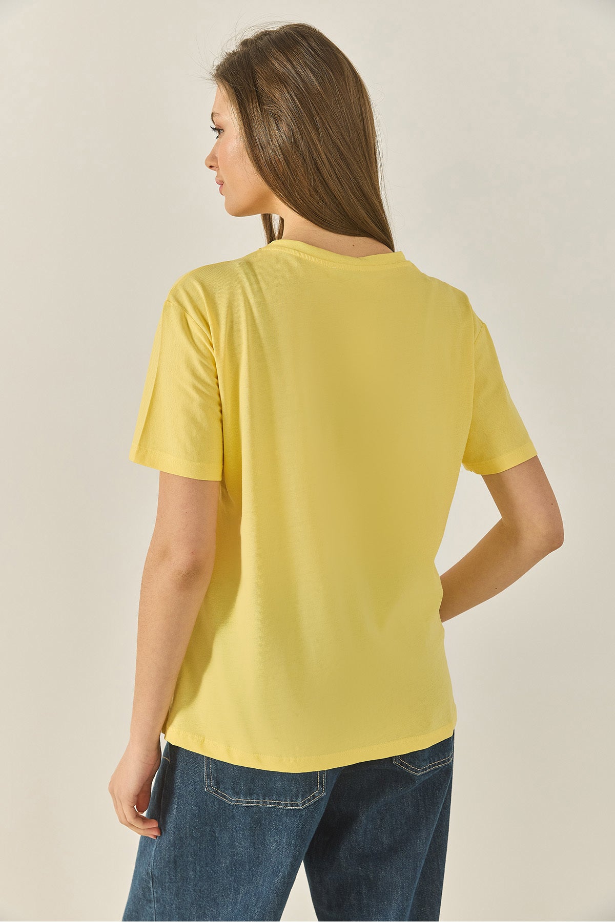 Women's Cherry Lips Printed Stone Detailed Regular Fit T-Shirt 4137 60283298