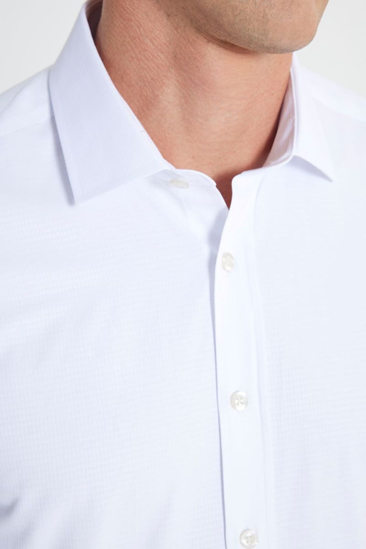 Slim Fit Narrow Cut Classic Collar Amestyan White Shirt