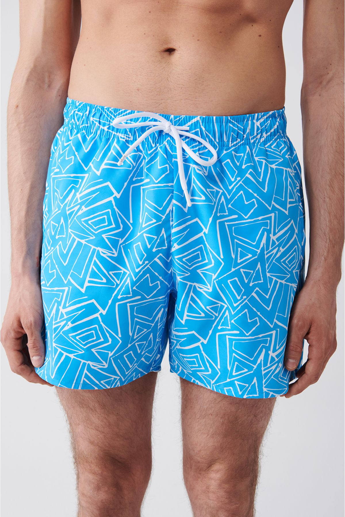 Men's turquoise fast -drying printed standard Boy swimsuit sea shorts E003802