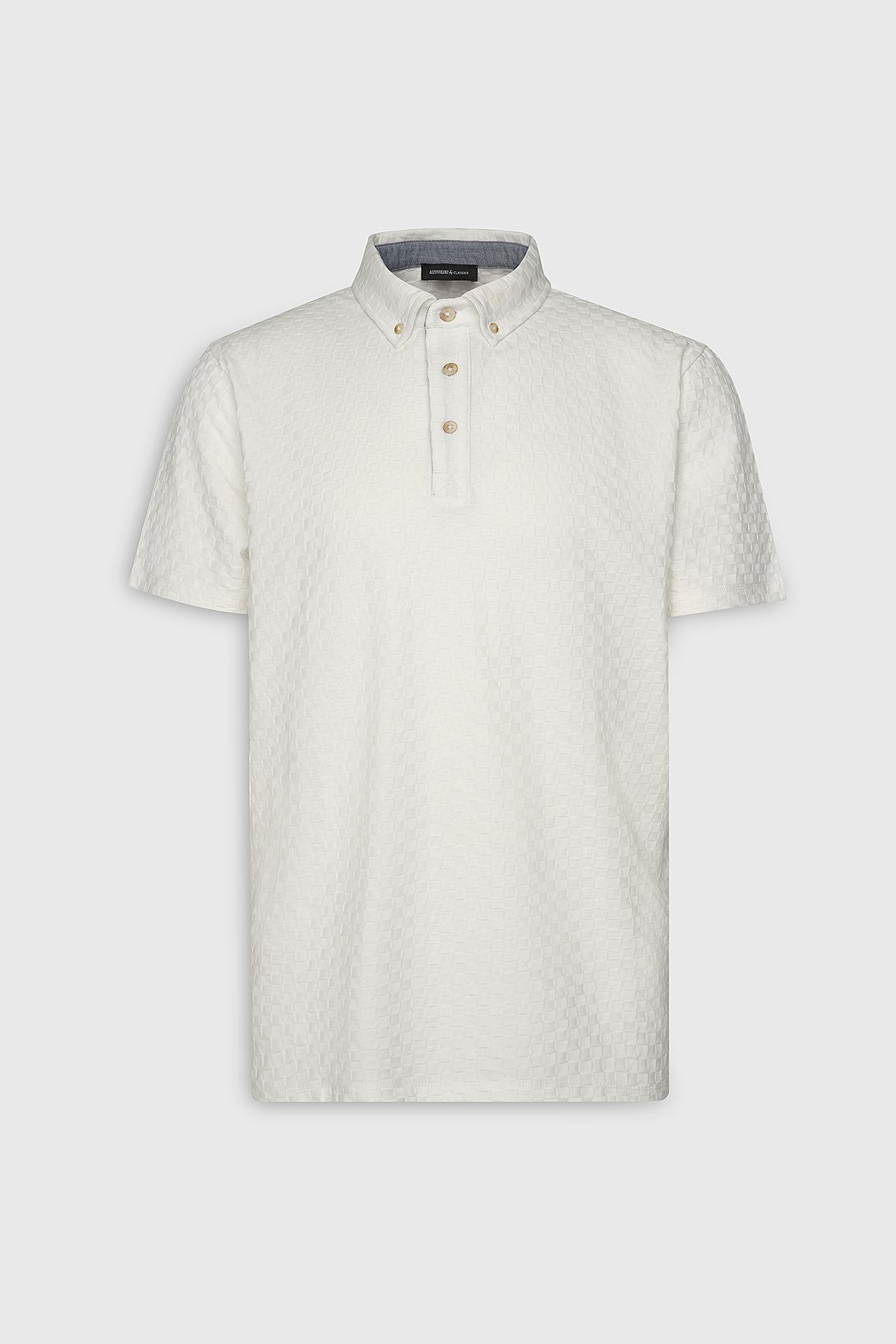 Men's white regular fit comfortable cut 100 %cotton jacquard polo collar t -shirt