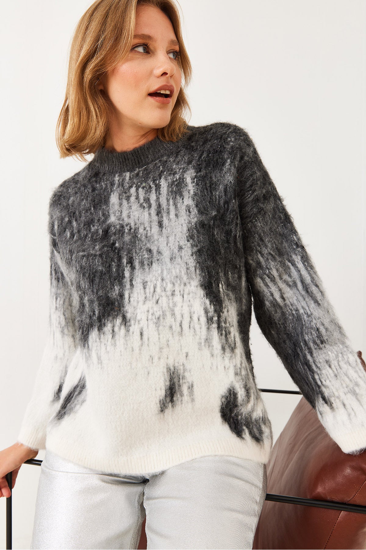 Women's Crew Neck Rose Gold Knitwear Sweater 60251876