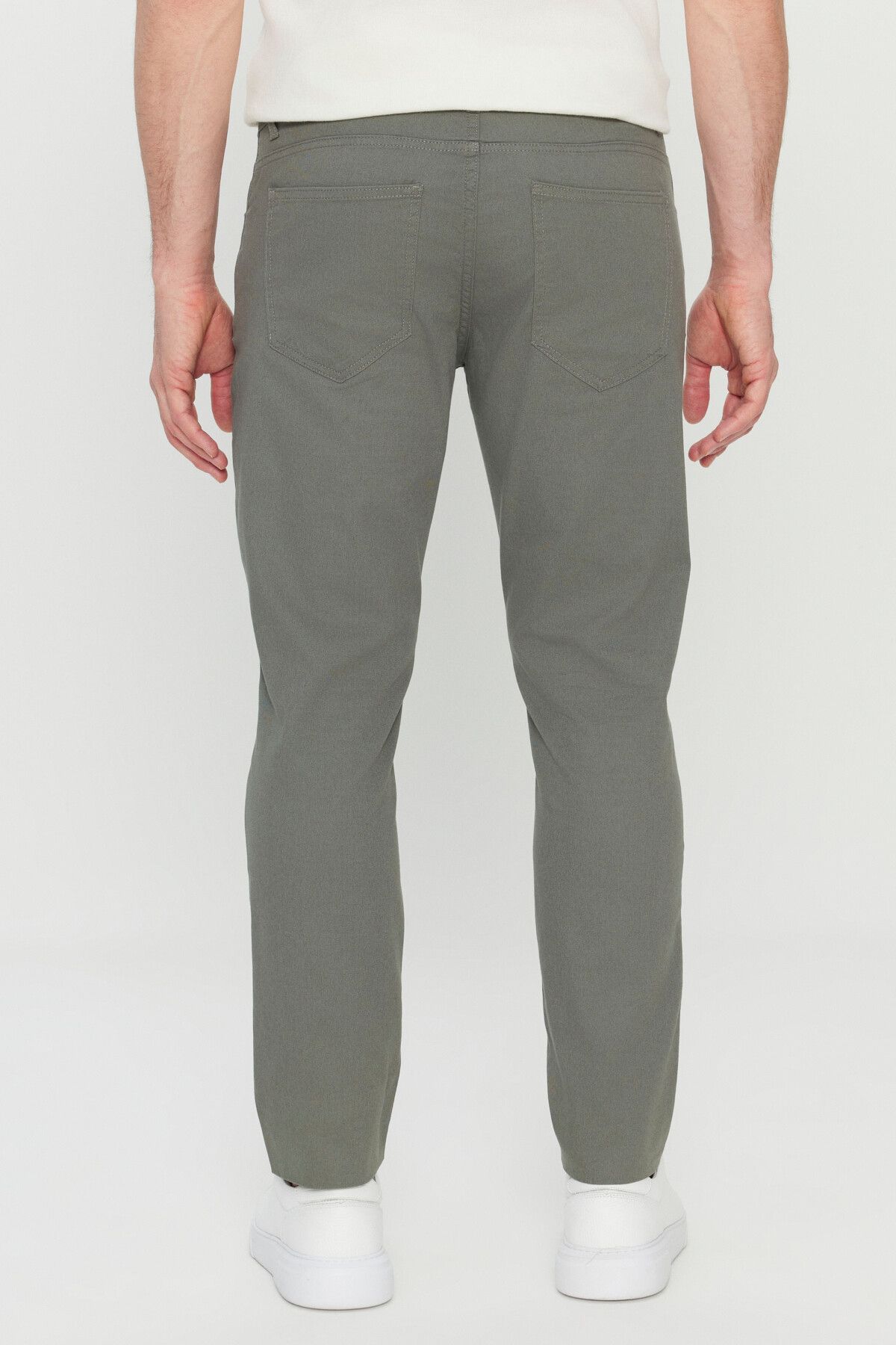 Men's Khaki Cotton Slim Fit Narrow Cut 5 Pocket Flexible Casual Pants