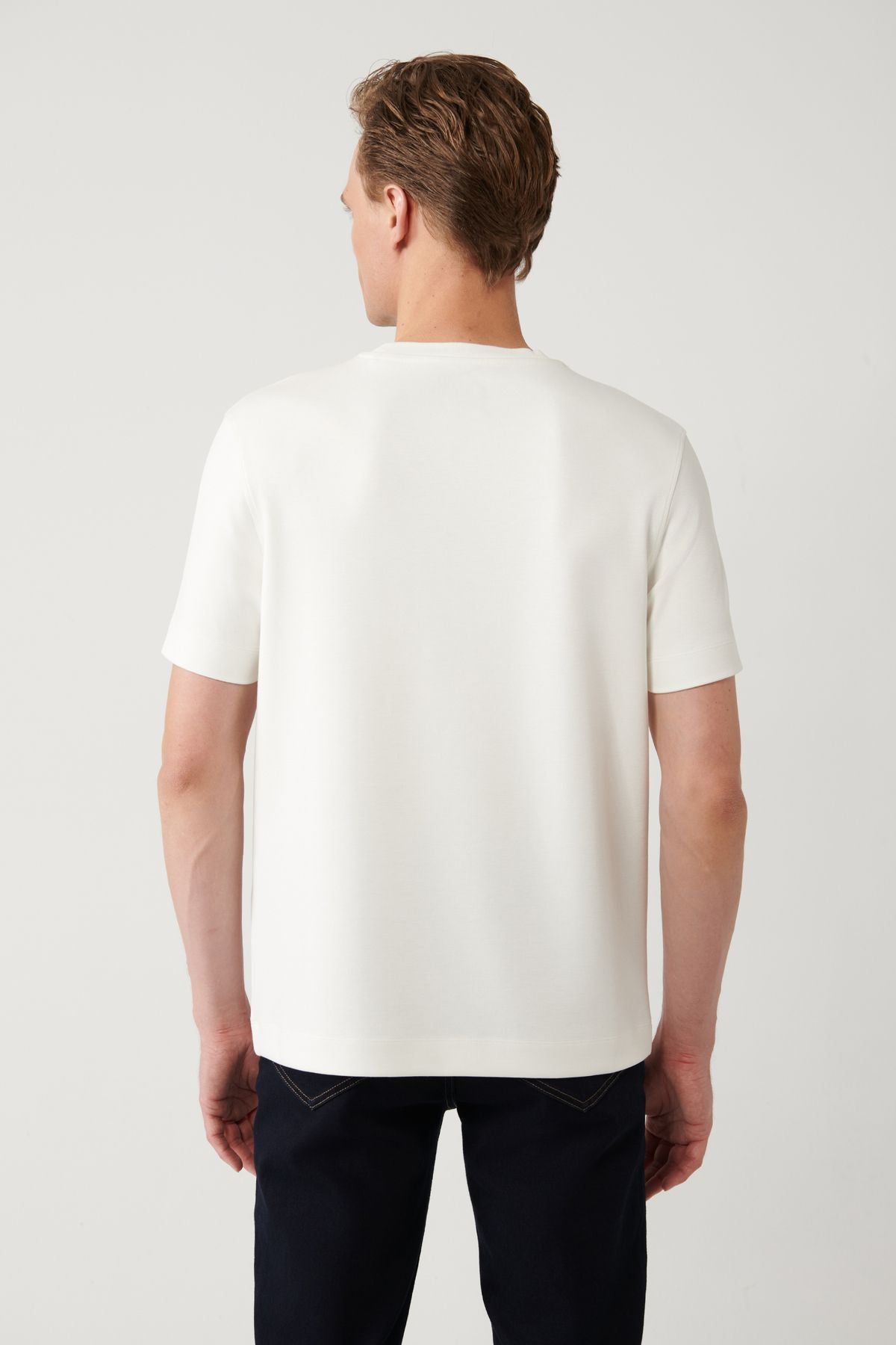 Men's White Soft Touch Bicycle Collar Printed T-shirt A41y133333