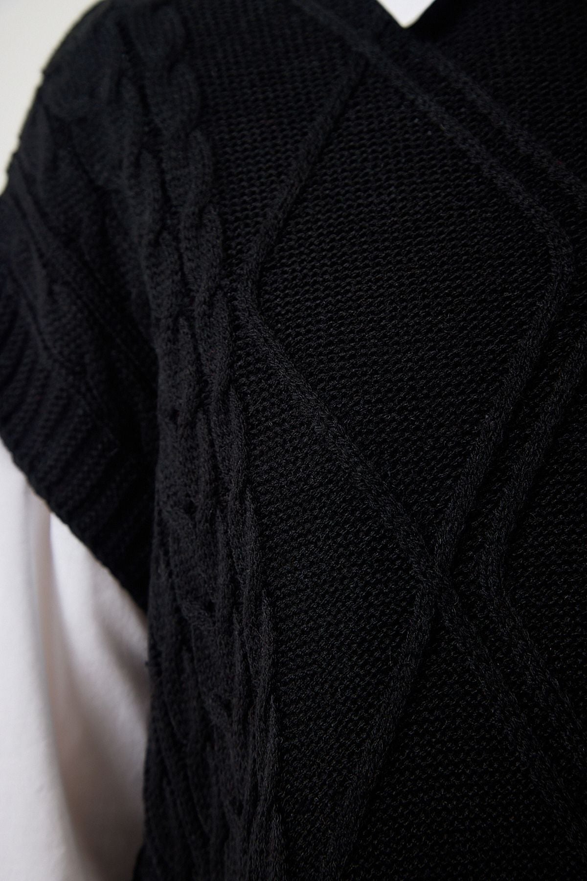 Female black baglama detailed overwhelm knitwear sweater yg00104