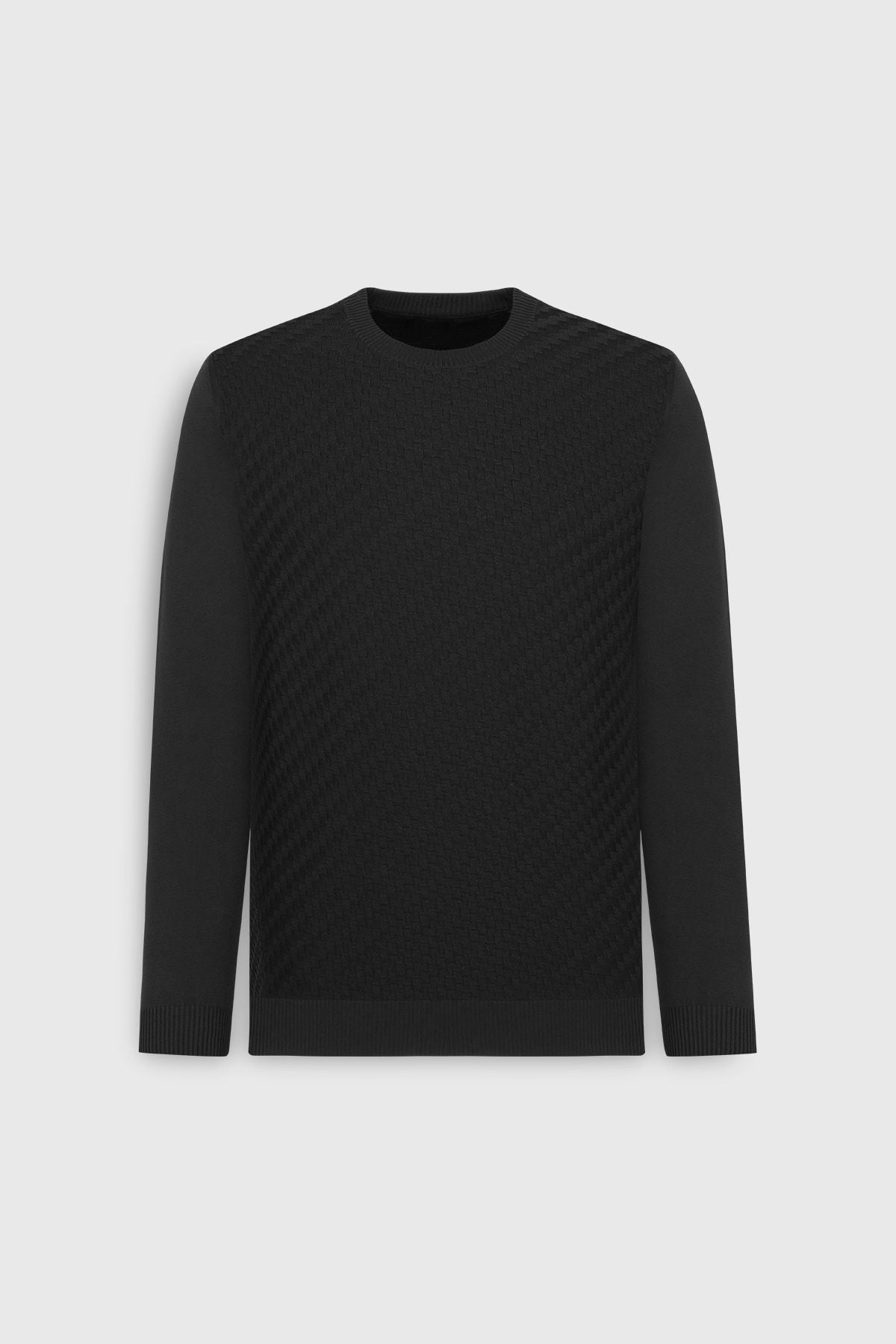 Men's Black Standard Fit Normal Normal Class Bike Amest Triko Sweater