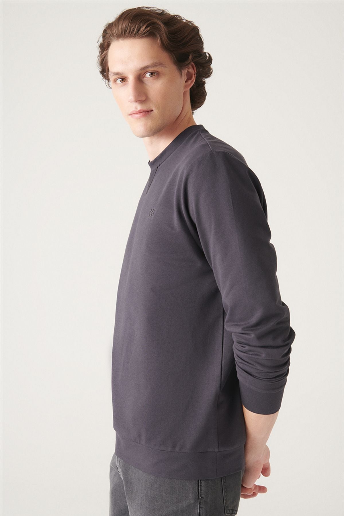 Men's anthracite bike collar cotton 2 -hot Sweatshirt E001200