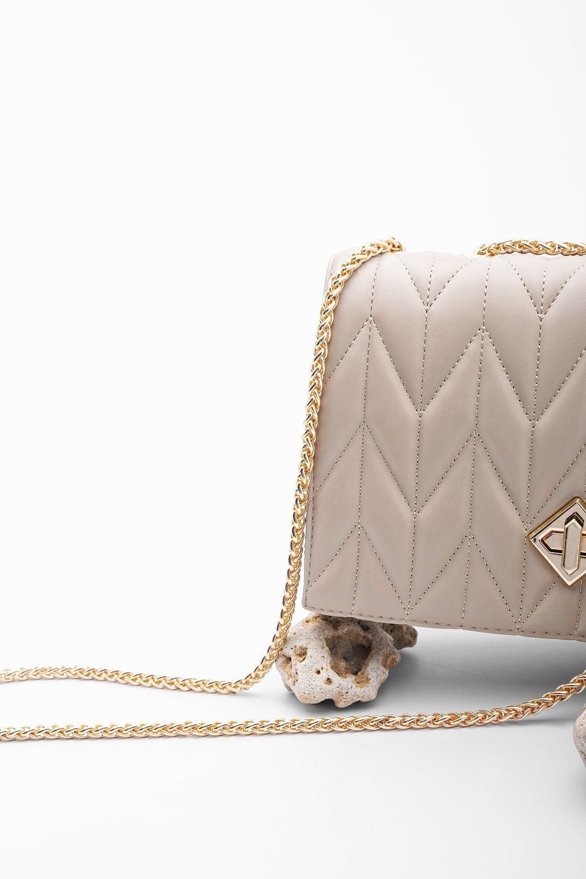 Woman gold -colored chain shoulder bag Delbin mink